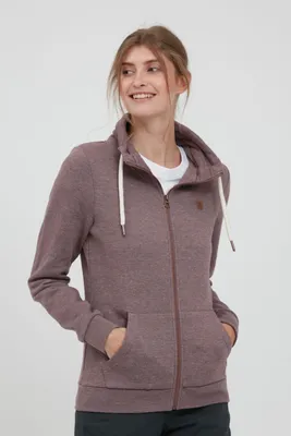 Produktbild von OXMO OXVicky Sweat Zip-Jacke Damen Sweatjacke Sweater Pullover mit Tubekragen Kängurutasche Reißverschluss Regular fit