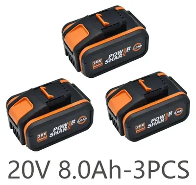 Obrázek produktu pro Sada 3 kusů akumulátorů 20 V, 8,0 Ah – náhradní lithium-iontové akumulátory – 8000 mAh – dobíjecí – pro elektrické a zahradní nářadí 20 V – WA3553, WA3551, WA3570