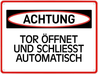 Produktbild von Tor öffnet und schließt automatisch Warn- und Hinweisschild im modernen Design