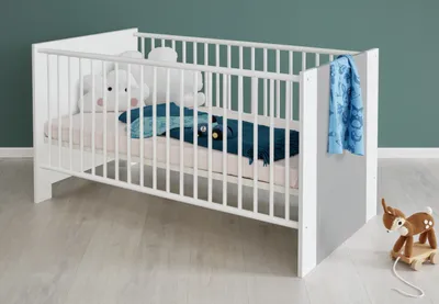 Produktbild von trendteam Babyzimmer Kinderbett Pia Weiß Melamin/ 78 x 83 x 143 cm