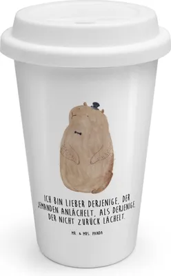 Produktbild von Mr. & Mrs. Panda Thermobecher To Go Murmeltier - Weiß - Geschenk, ToGo Kaffeebecher, Anstand, Lustige Sprüche, Coffee Becher, Respekt, Isolierbecher, Knigge, Fröhlichkeit