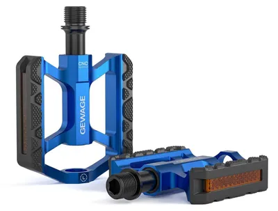 Image de Pédales de vélo en aluminium, petites et légères, avec 3 roulements étanches, axe en acier chromoly, antidérapantes et avec réflecteur bleu