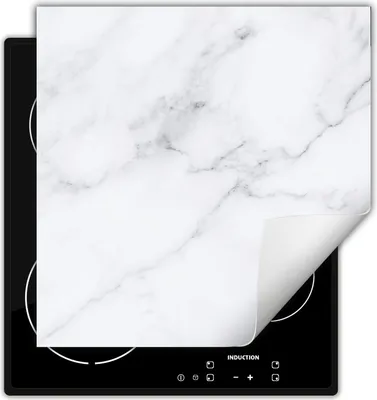 Produktbild von DarHaus Herdabdeckplatte 60x52 cm Anti Rutsch Matte Aufrollbar, weiß - Marmor