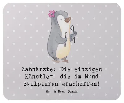 Produktbild von Mr. & Mrs. Panda Mauspad Zahnarzt Künstler - Grau Pastell - Geschenk, Kieferorthopäde, zahnmedizinischer Beruf, Zahnärzte, Mouse Pad, Berufe, Berufsalltag, Zahnarztkunst