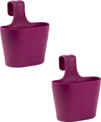 Produktbild von 2x Blumenkasten oval 2,8 Liter Balkon Übertopf Pflanzkasten Blumentopf zum Hängen mit 1. Bügel und Wasserspeicher lila