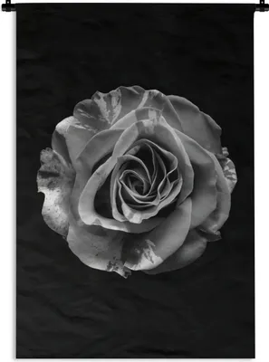 Produktbild von MuchoWow® Wandteppich Wandbehang Blumen - Rose - Schwarz - Weiß - Botanisch 60x90 cm Tapisserie Dekoration Wandtuch - Foto-Teppich - Abwaschbar
