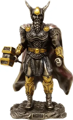 Image de Figurine décorative bronzée - Modèle Thor debout 22,5 cm - Figurine en bronze Figurine Décoration d'intérieur