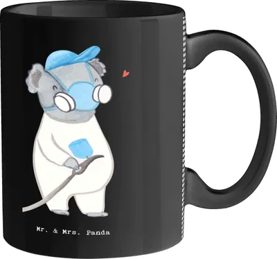 Produktbild von Mr. & Mrs. Panda Tasse Lackierer Herz - Schwarz - Geschenk, Kaffeetasse, Becher, Kaffeebecher, Bürotasse, Ausbildung, Gesellenprüfung, Keramiktasse, Auto Lackieren
