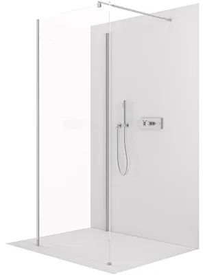 Produktbild von Duschabtrennung Walk-in Onyx Corner Round L/P - 8 mm - runde Stütze - Chrom, transparente Glasplatte - 70x90x200 cm