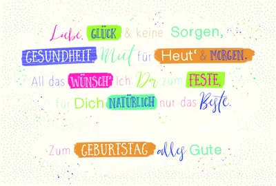Produktbild von Geburtstag  Karte mit Briefumschlag bunte Schriftkarte