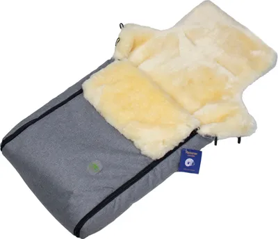 Produktbild von Lammfell Babyfußsack KESSY für Kinderwagen und Buggy Grau
