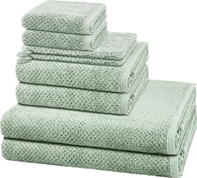 Produktbild von Cawö Pure 2 X Wasch- 2 X Gäste- 2 X Dusch- 2 X Handtuch im Set Natürliches Material mit feiner Struktur, Saugfähig und hautfreundlich, Trocknergeeignet und pflegeleicht
