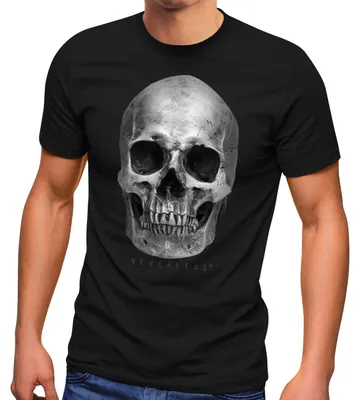 Produktbild von Herren T-Shirt Totenkopf Skull Totenschädel Aufdruck Print Motiv Fashion Streetstyle Neverless® schwarz XXL