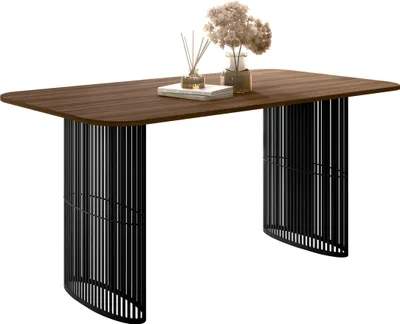 Produktbild von MIRJAN24 Tisch Arcadia, Esszimmer Tisch, Beine aus Stahl (Farbe: Schwarz / Nuss Franklin)