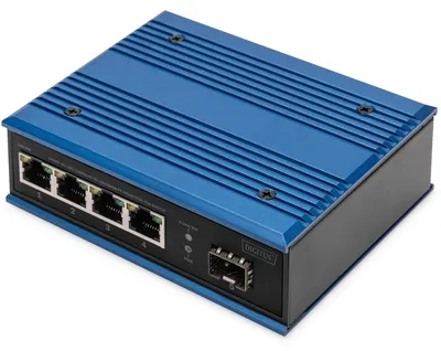 Zdjęcie produktu dla Digitus 4-portowy przełącznik sieciowy Gigabit Ethernet PoE, przemysłowy, niezarządzany, 1 łącze SFP, Nie zarządzany, Gigabit Ethernet (10/100/1000), Pełny dupleks