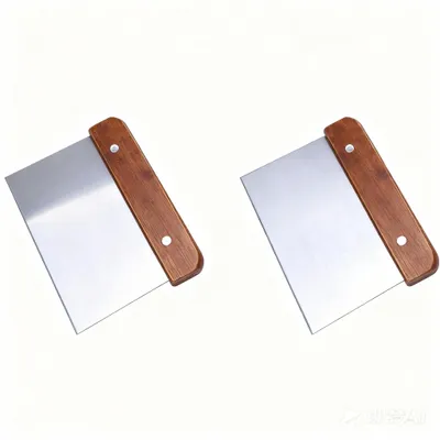 Image de 2 spatules, rouges, en acier inoxydable 410, manches en bois et caoutchouc, 15,0 cm