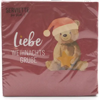 Produktbild von Weihnachts-Lunch-Servietten Bär 20 Stück 33 x 33 cm