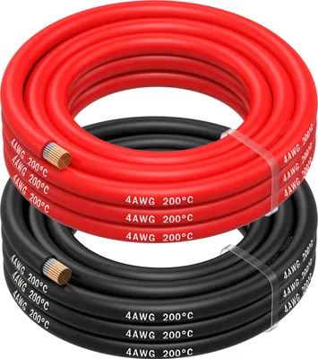 Produktbild von 4 AWG Silikon Elektronik Kabel - 4 Gauge (21,2mm²) - 2 Kabel Jede 2,5m / 8.2ft