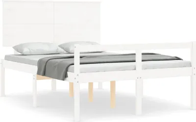 Produktbild von vidaXL Seniorenbett mit Kopfteil Weiß Massivholz