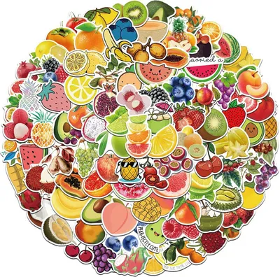 Produktbild von 100 Cartoon Obst Aufkleber, Süße Obst Aufkleber Wasserfest Sticker Set Laptop Gepäck Auto Motorrad Fahrrad Skateboard Sticker Set für Jugendliche Kinder Erwachsene