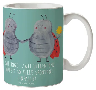 Produktbild von Mr. & Mrs. Panda Tasse Zwillinge Abenteuer - Meeresbrise - Geschenk, Kaffeetasse, Zwillingshumor, Tierkreiszeichen, Sternzeichen, Becher, Dualität, Trinkbecher, Horoskop
