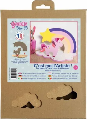 Image de Set en bois à compléter - licorne et arc-en-ciel