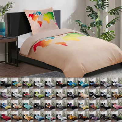 Obrázok produktu pre SANILO® Posteľná bielizeň 135x200 cm, 100% najjemnejšia bavlna, 2-dielna, obliečka na prikrývku, obliečka na vankúš 80x80 cm - Medzinárodná mapa