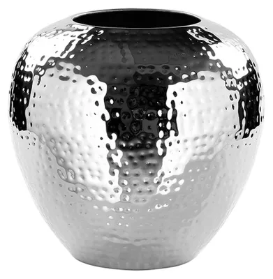 Produktbild von FINK Vase LOSONE - Metallvase aus Eisen vernickelt, gehämmert, silberfarben, H 25 cm - Blumenvase Sideboard Deko