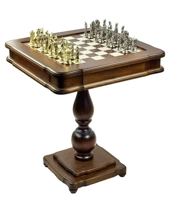 Produktbild von Exklusiver Italfama Spieltisch Set – Napoleon Metallfiguren 10cm, Backgammon & Dame 58x58 cm