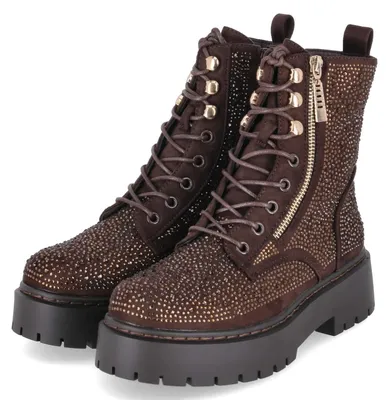 Image de Bottines à lacets pour femmes, marque La Strada, couleur marron, matière textile, taille 37