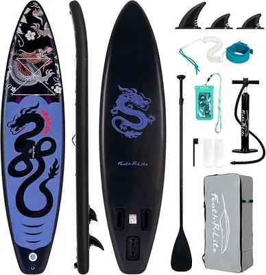 Produktbild von Aufblasbare Stand Up Paddle Boards Multifunktionale Paddleboard Mit Handpumpe, Sup Rucksack, Leine, Einstellbares Paddel, Für Erwachsene, Aller Fertigkeitsstufen