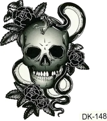 Produktbild von Temporäres Tattoo Totenkopf Schlange