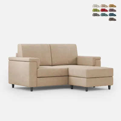 Produktbild von Moderner 2-Sitzer Stoffsofa 168cm mit Hocker Marrak 140P - Beige