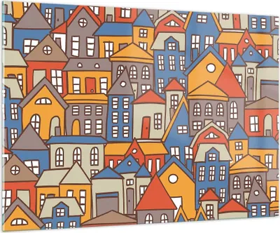 Produktbild von Bilder auf glas - Stadt Haus Straße - 100x70cm - Glasbilder - Wandbilder - Kunstdruck - zum Aufhängen bereit - Wanddekoration aus Glas - Glas Bilder - Wandbild auf Glas - Einteilig - GAA100x70-3953