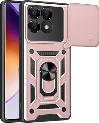 Produktbild von Hülle für Xiaomi Poco F6 Pro/Redmi K70 /K70 Pro Magnetische Ring Ständer Halter Dia Kameraschutz TPU Bumper Silikon Schutzhülle Rosa