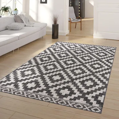 Produktbild von TT Home In-& Outdoorteppich Wetterfest Terrasse Geometrisches Rauten Boho Skandi Design Größe 160x220 cm