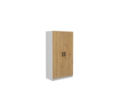 Produktbild von Aktenschrank MALEX I 80 cm – Büroschrank mit 2 Türen und Einlegeböden, Stauraummöbel für Büro und Arbeitszimmer - Eiche Artisan/Grau