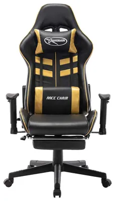 Produktbild von vidaXL Gaming-Stuhl mit Fußstütze Schwarz und Golden Kunstleder