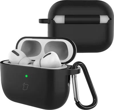 Produktbild von Silikonhülle mit Karabiner für AirPods Pro 3, Bizon Case Headphone Silicone, Schwarz