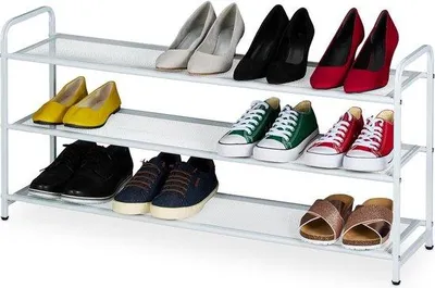 Produktbild von Famanu Schuhregal für 12 Paar - schmales weißes Aufbewahrungsregal mit 3 Etagen