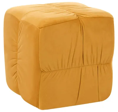 Zdjęcie produktu dla BELIANI Puf musztardowy materiał welur 38 x 38 dodatkowe siedzisko podnóżek nowoczesny boho salon sypialnia dekoracja
