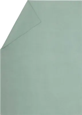 A folded green blanket is shown from a top-down perspective.