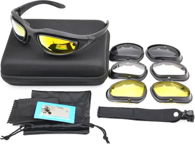 Zdjęcie produktu dla Okulary taktyczne z polaryzacją UV400 C5 – zestaw 4 soczewek – okulary sportowe do aktywności na świeżym powietrzu