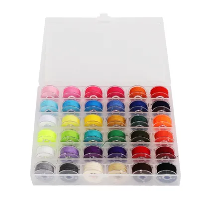 Image de Fils à coudre multicolores avec bobines en plastique pour la couture domestique et la broderie à la main, 36 cases