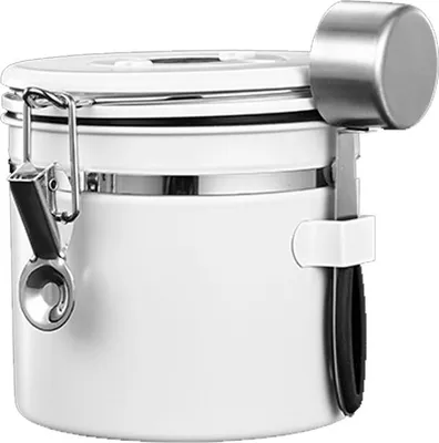 Produktbild von Kaffeedose für gemahlenen Kaffee mit Sichtfenster, Datumsanzeige, Messlöffel, luftdichter Aufbewahrungsbehälter aus Edelstahl 304 für Kaffeebohnen oder -pulver, Tee und Zucker