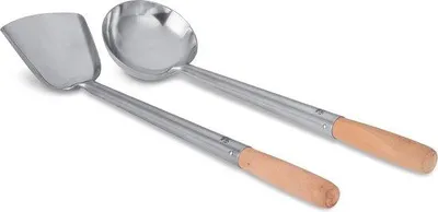 Zdjęcie produktu dla Zestaw woków ze stali węglowej z drewnianymi uchwytami