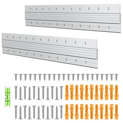 Produktbild von 2 Paar 61 cm lange französische Bilderhaken, Tragkraft 68 kg, robuste französische Bilderhaken, Spiegelhaken aus Aluminiumlegierung, Wandhalterungen, arretierbare Z-förmige Klemme mit Wasserwaage