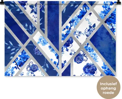 Produktbild von MuchoWow® Wandteppich Wandbehang Design - Delfter Blau - Luxus 90x60 cm Tapisserie Dekoration Wandtuch - Wandskulpturen - Bildteppich