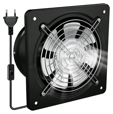 Obrázek produktu pro Nástěnný ventilátor ventilátor do zdi - 600 m³/h - 150 mm - Se zpětnou klapkou - Černý
