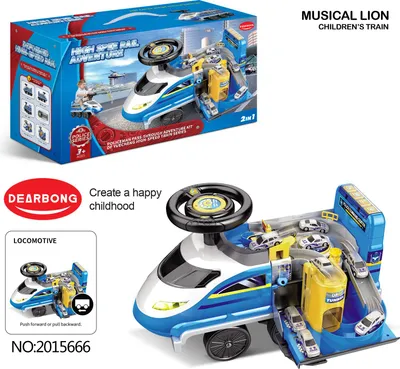 Immagine prodotto di Cavalcabile interattivo 2 in 1 della polizia blu per bambini dai 3 anni in su Luci sonore + Parcheggio della polizia + 4 reclute + Parti mobili